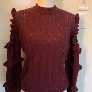 Puffy long sleeve knit sweater